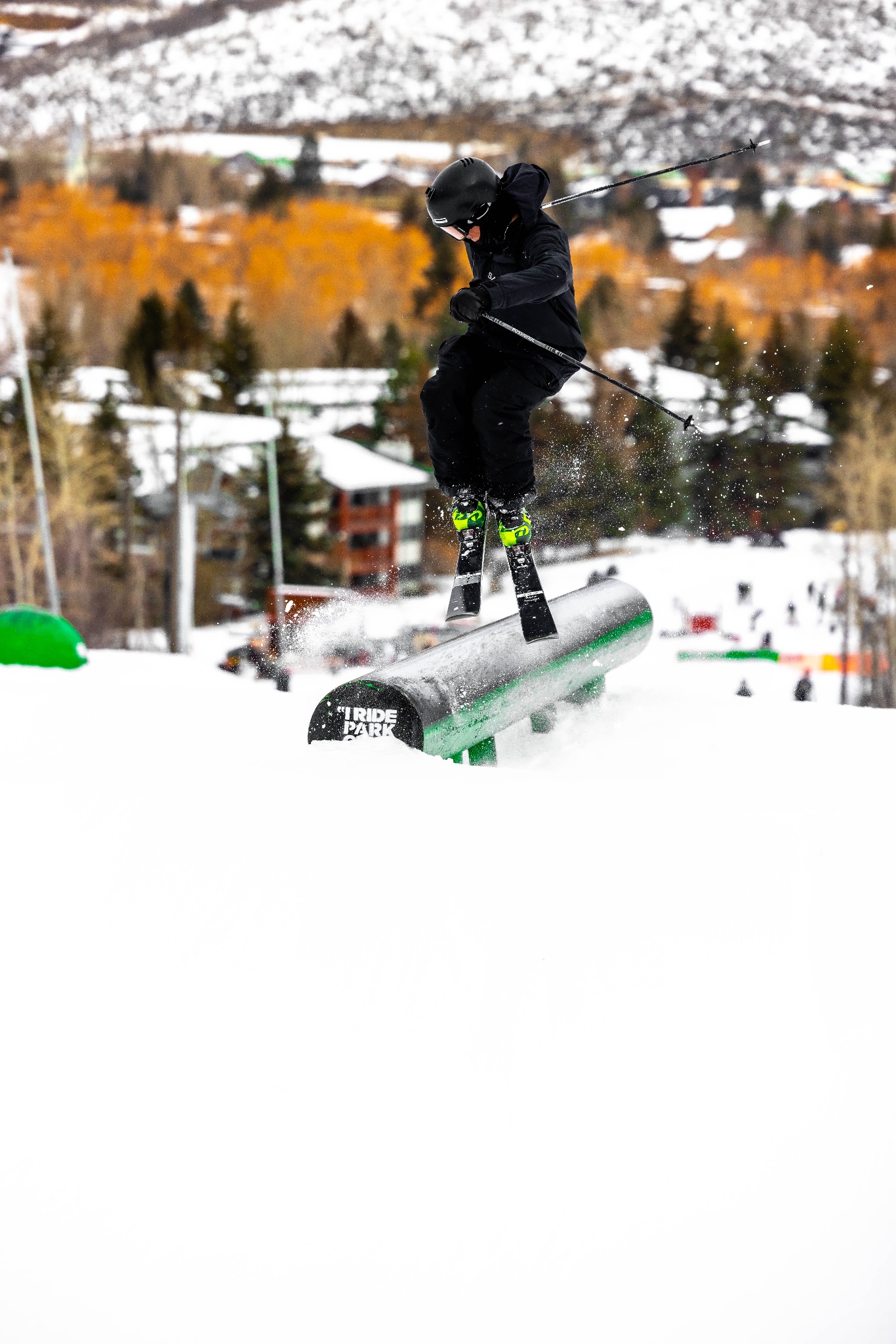 Jamison skiing in the terrain park