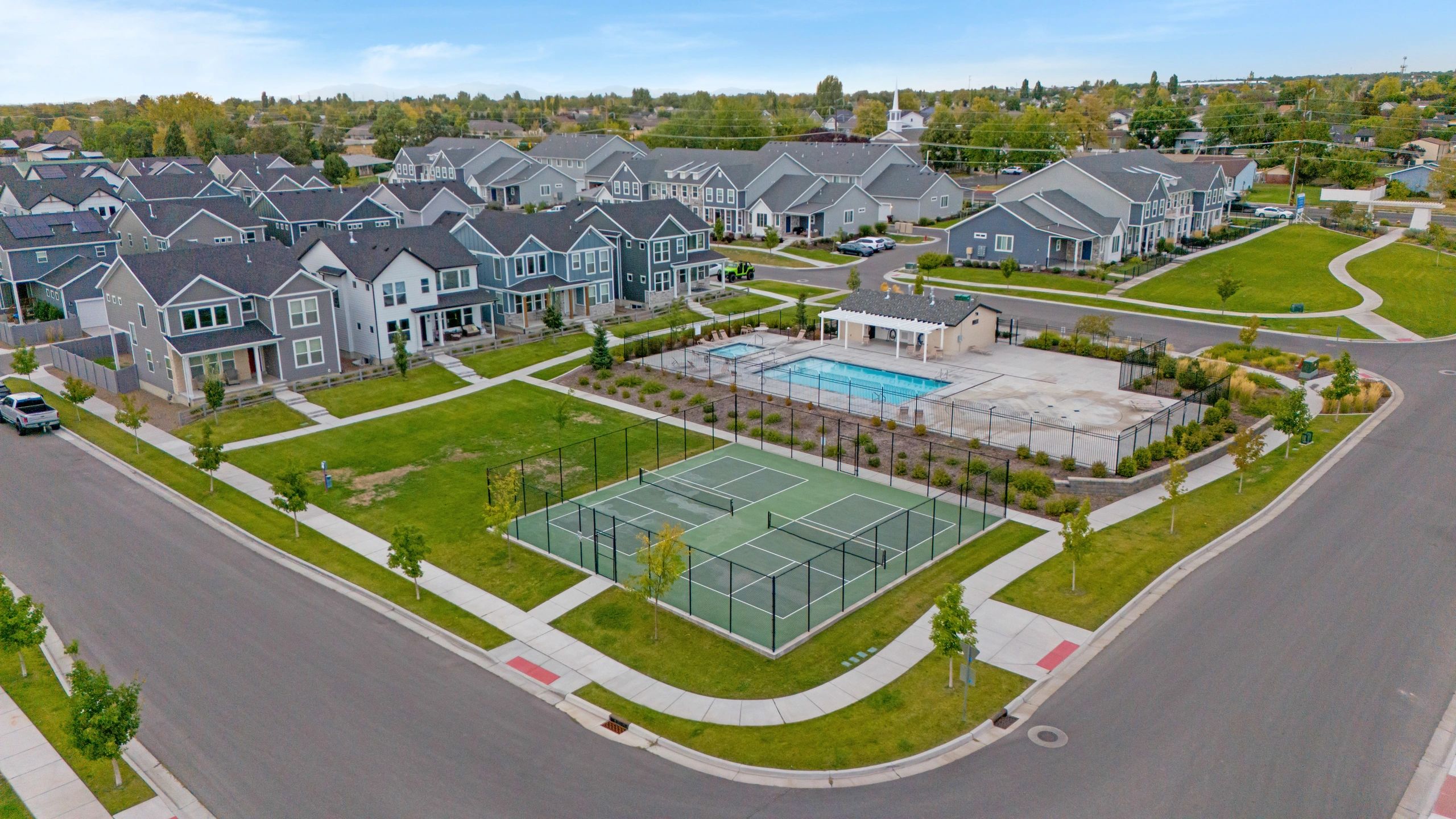 Aerial view of the Layton community and amenities